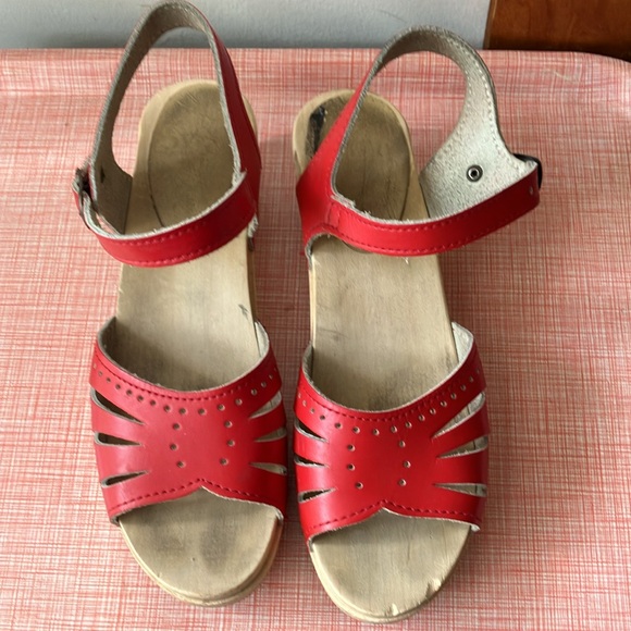 Sven red leather sandals clogs size 39 - Picture 2 of 11